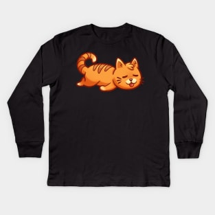 Sleepy Cat Mood Kids Long Sleeve T-Shirt